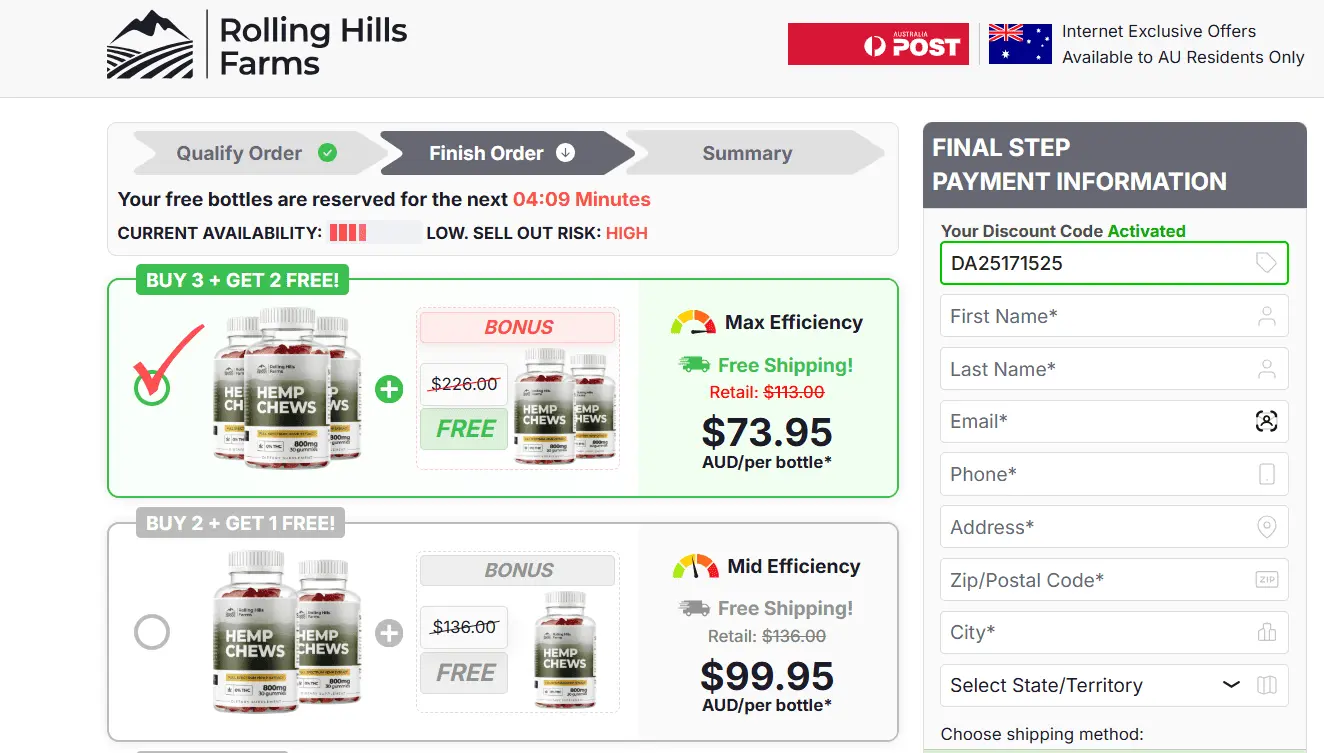 Rolling Hills Hemp Gummies Order Page